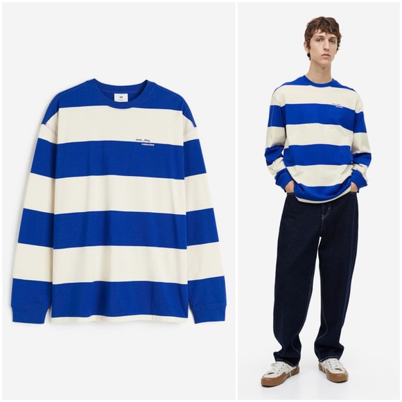 H&M Other - Blue Striped Loose Fit Jersey Shirt